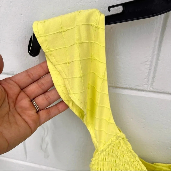 Hurley Yellow Window Pane Crop Top Beach Summer Boho Size Large - Picture 7 of 12